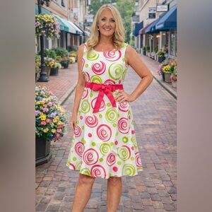 Jessica Howard Hot Pink and Green A-Line Sleeveless Dress Size 10